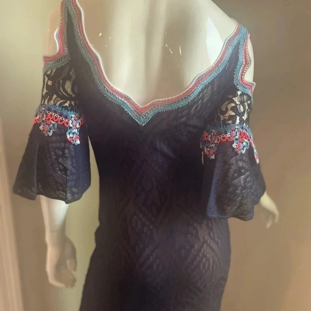 Peter Pilotto Lace Jacquard Knit Cold Shoulder Maxi Dress Size Small.